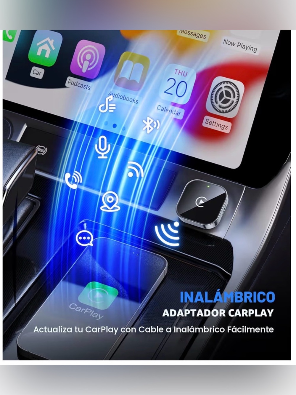 Wireless Carplay Adapter Dongle For iPhone New (Open Box). Black - Picture 2 of 10